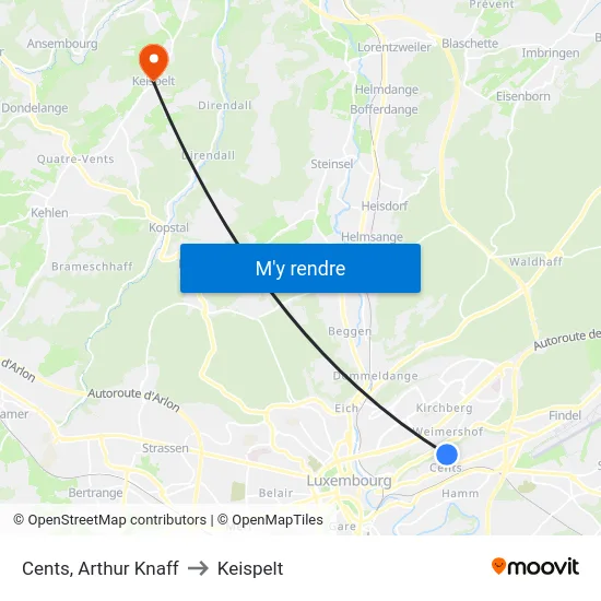 Cents, Arthur Knaff to Keispelt map