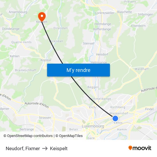 Neudorf, Fixmer to Keispelt map