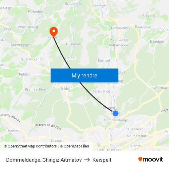 Dommeldange, Chingiz Aitmatov to Keispelt map