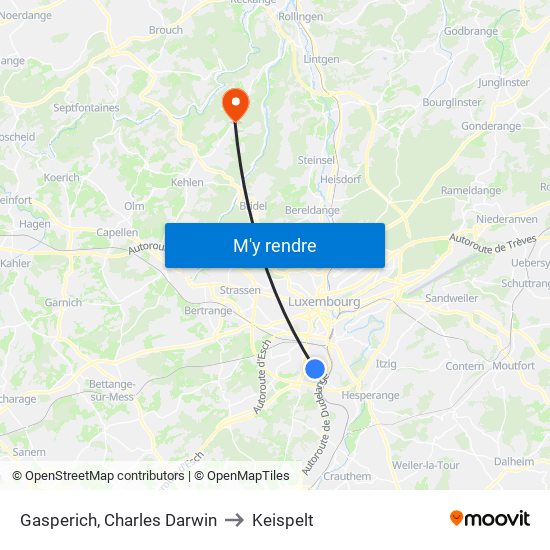 Gasperich, Charles Darwin to Keispelt map