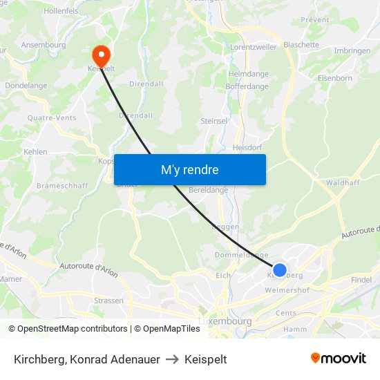 Kirchberg, Konrad Adenauer to Keispelt map