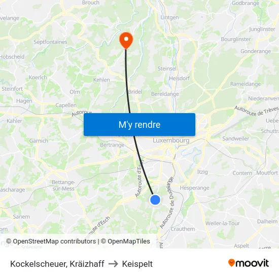 Kockelscheuer, Kräizhaff to Keispelt map