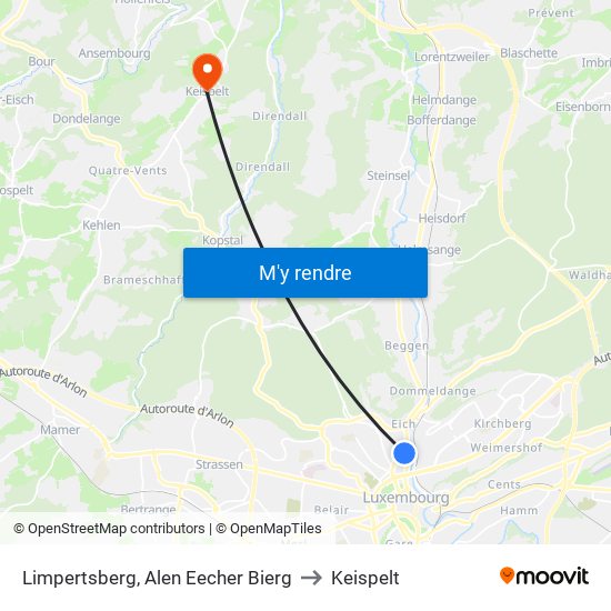 Limpertsberg, Alen Eecher Bierg to Keispelt map