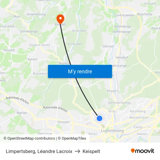 Limpertsberg, Léandre Lacroix to Keispelt map