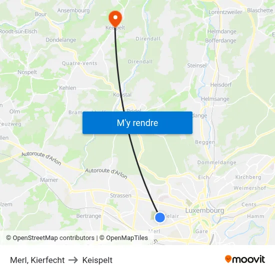 Merl, Kierfecht to Keispelt map