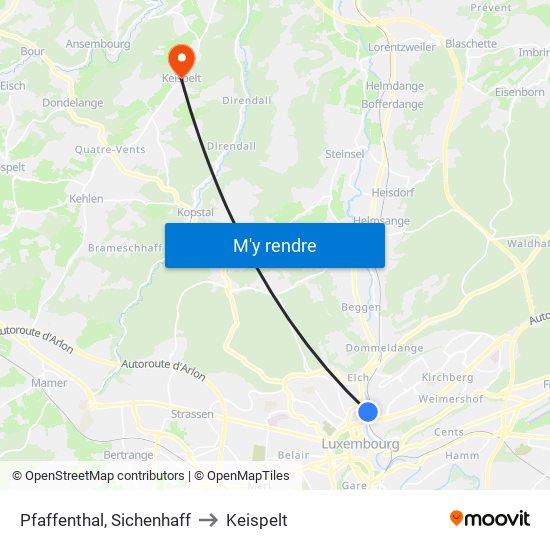 Pfaffenthal, Sichenhaff to Keispelt map