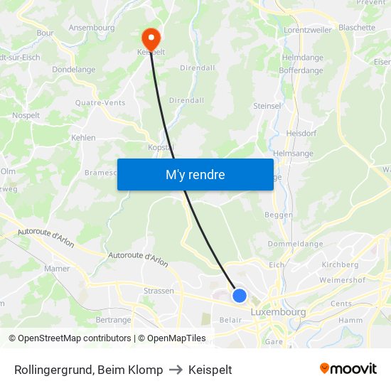 Rollingergrund, Beim Klomp to Keispelt map