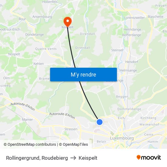 Rollingergrund, Roudebierg to Keispelt map