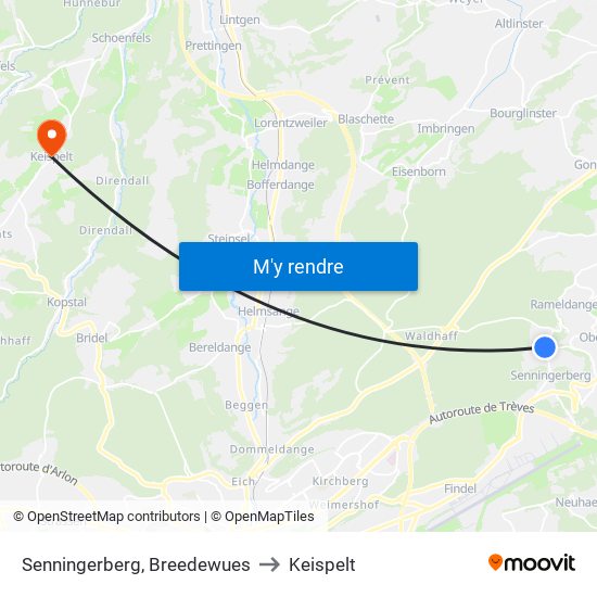 Senningerberg, Breedewues to Keispelt map