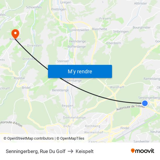 Senningerberg, Rue Du Golf to Keispelt map