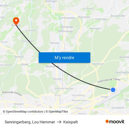 Senningerberg, Lou Hemmer to Keispelt map