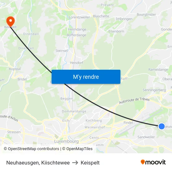 Neuhaeusgen, Kiischtewee to Keispelt map