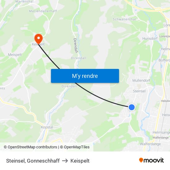 Steinsel, Gonneschhaff to Keispelt map