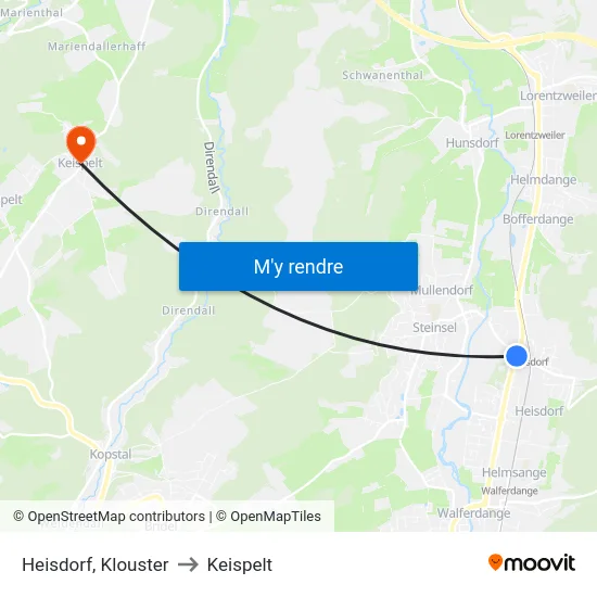 Heisdorf, Klouster to Keispelt map