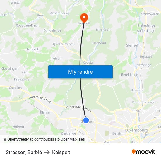 Strassen, Barblé to Keispelt map