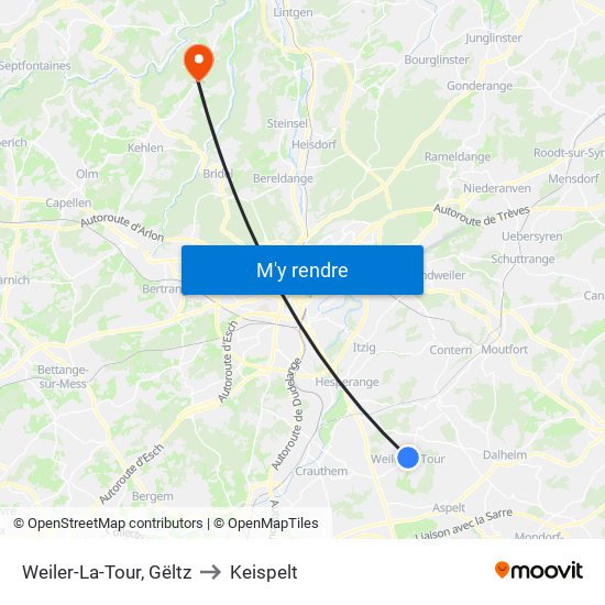 Weiler-La-Tour, Gëltz to Keispelt map