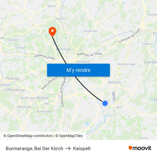 Burmerange, Bei Der Kiirch to Keispelt map