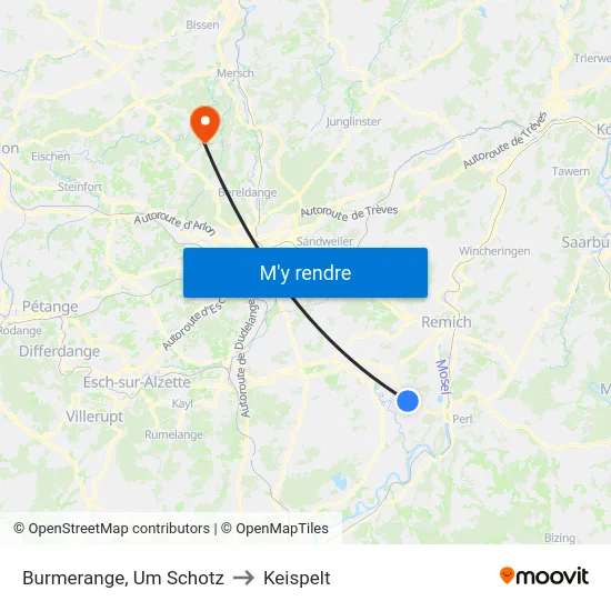 Burmerange, Um Schotz to Keispelt map