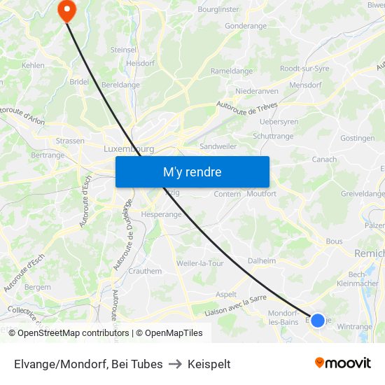 Elvange/Mondorf, Bei Tubes to Keispelt map