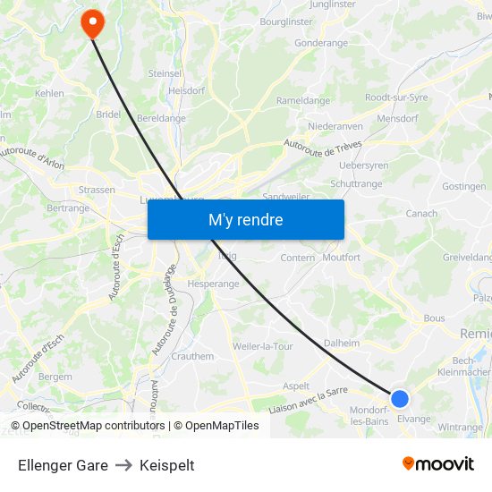 Ellenger Gare to Keispelt map
