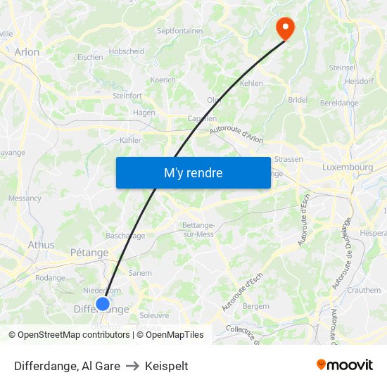 Differdange, Al Gare to Keispelt map