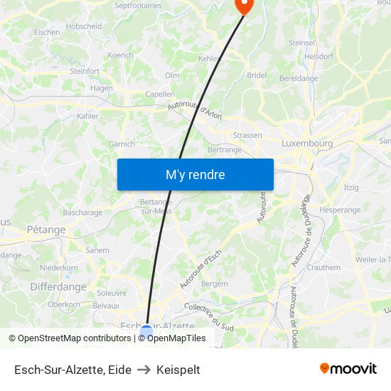 Esch-Sur-Alzette, Eide to Keispelt map