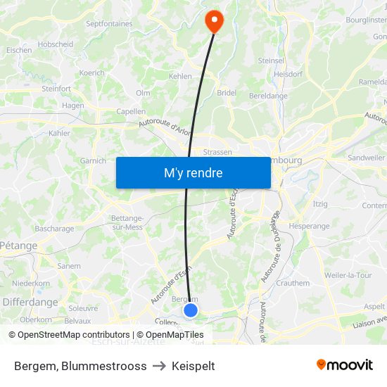 Bergem, Blummestrooss to Keispelt map