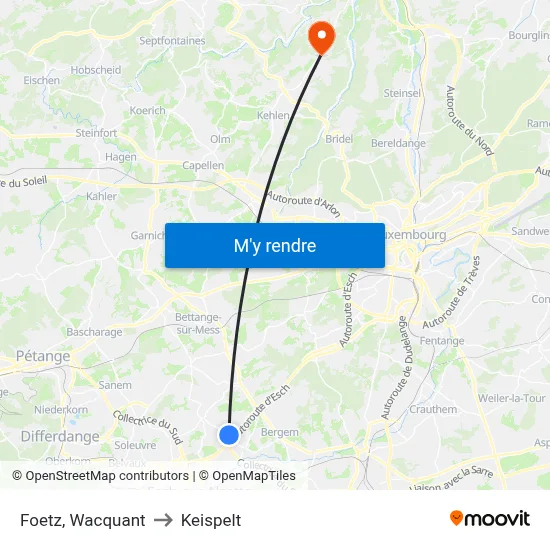 Foetz, Wacquant to Keispelt map