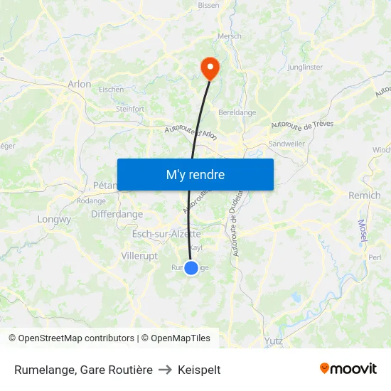 Rumelange, Gare Routière to Keispelt map