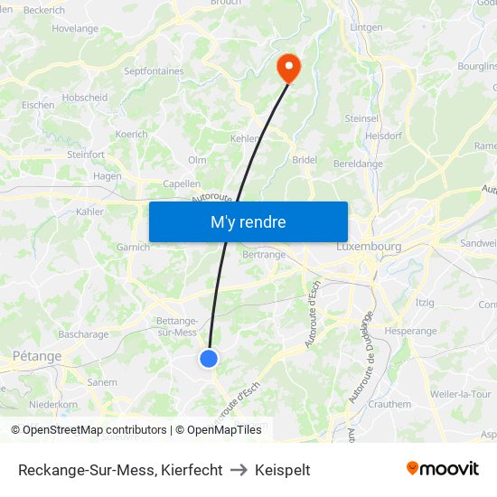 Reckange-Sur-Mess, Kierfecht to Keispelt map