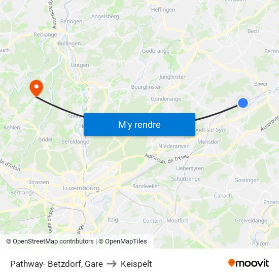 Pathway- Betzdorf, Gare to Keispelt map