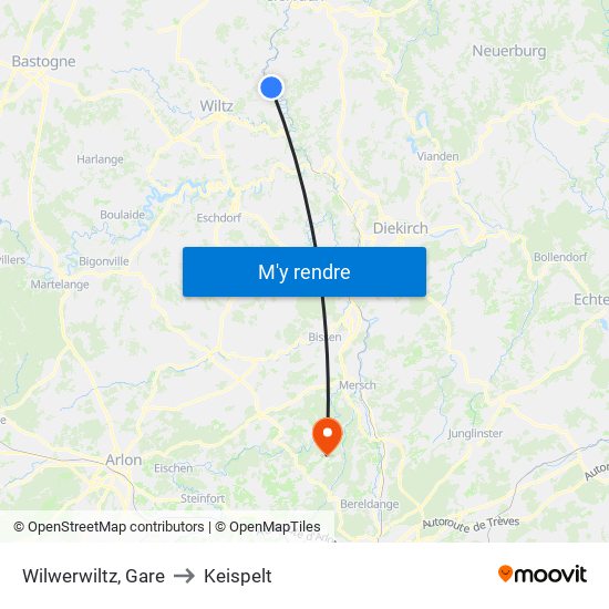 Wilwerwiltz, Gare to Keispelt map