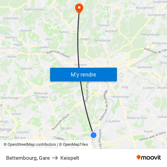 Bettembourg, Gare to Keispelt map