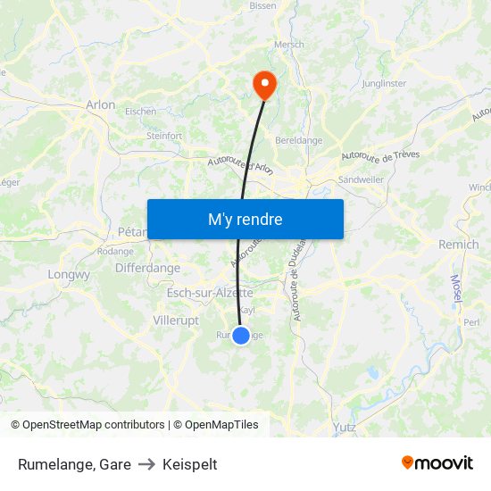Rumelange, Gare to Keispelt map