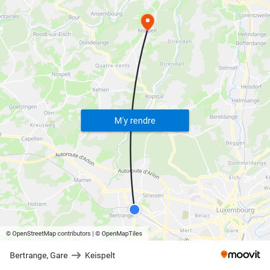 Bertrange, Gare to Keispelt map