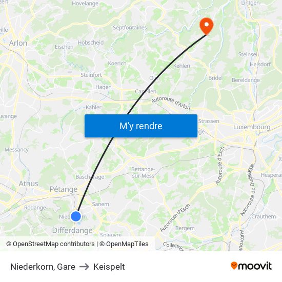 Niederkorn, Gare to Keispelt map