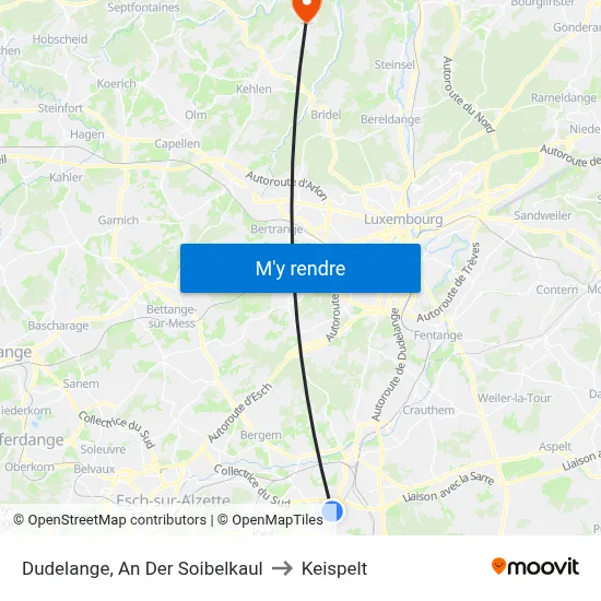 Dudelange, An Der Soibelkaul to Keispelt map