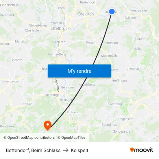 Bettendorf, Beim Schlass to Keispelt map