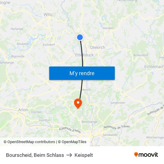 Bourscheid, Beim Schlass to Keispelt map
