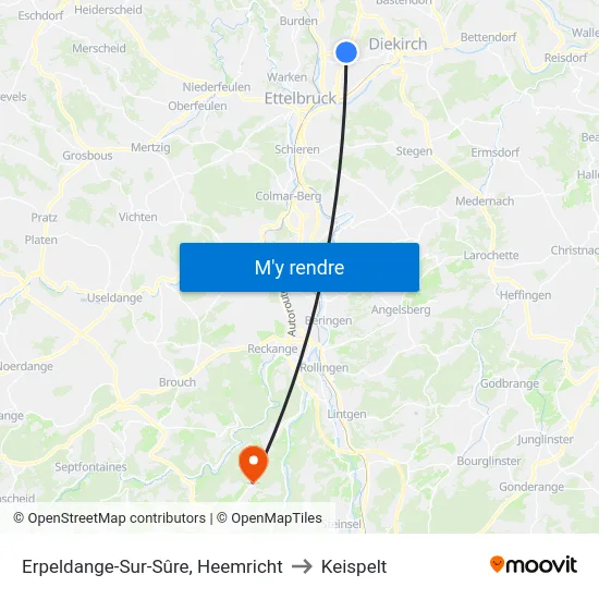 Erpeldange-Sur-Sûre, Heemricht to Keispelt map