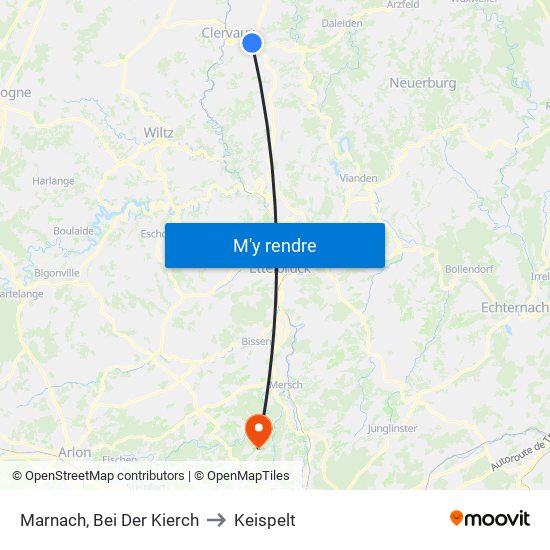 Marnach, Bei Der Kierch to Keispelt map