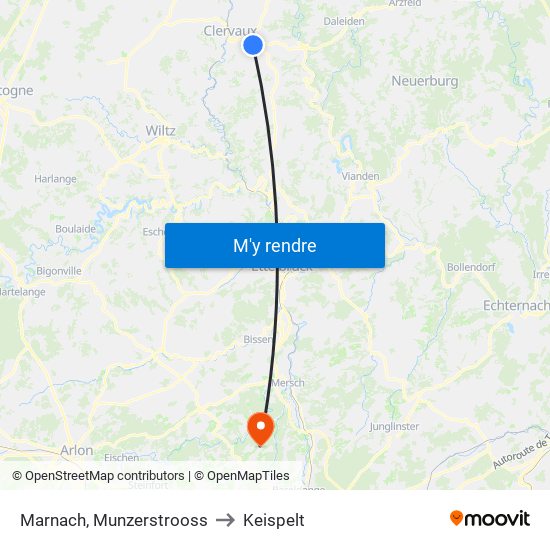 Marnach, Munzerstrooss to Keispelt map