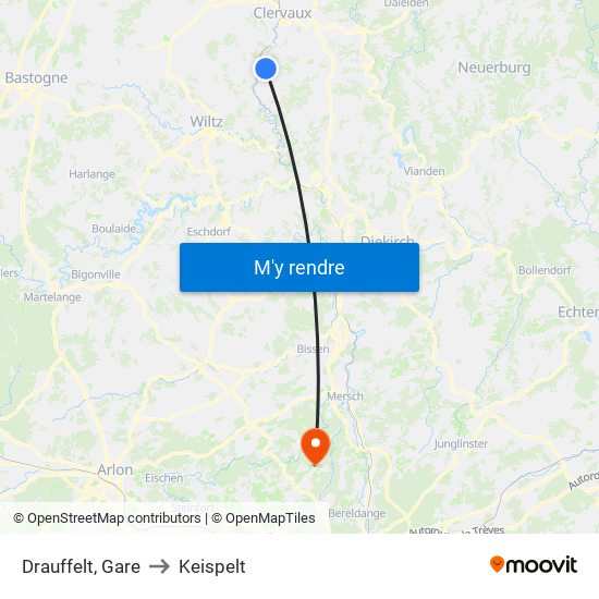 Drauffelt, Gare to Keispelt map
