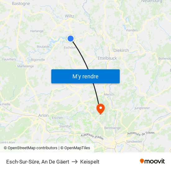 Esch-Sur-Sûre, An De Gäert to Keispelt map