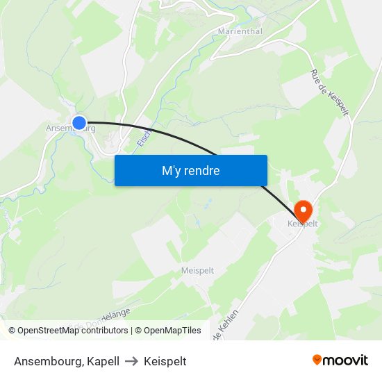 Ansembourg, Kapell to Keispelt map