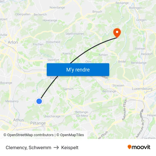 Clemency, Schwemm to Keispelt map