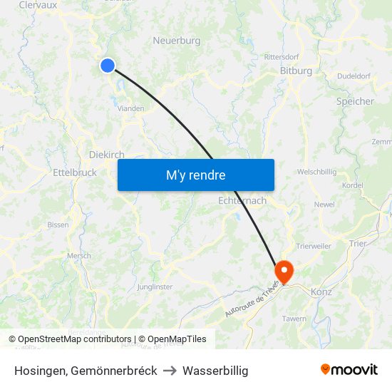 Hosingen, Gemönnerbréck to Wasserbillig map