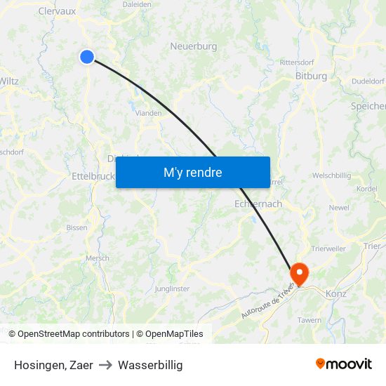 Hosingen, Zaer to Wasserbillig map