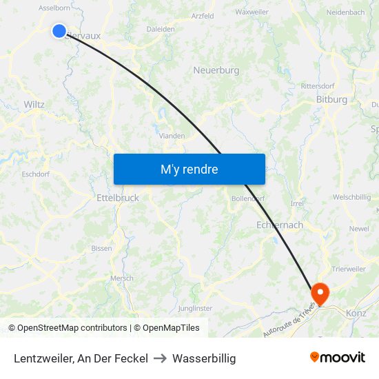 Lentzweiler, An Der Feckel to Wasserbillig map