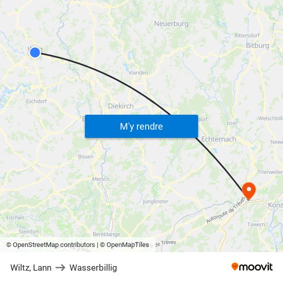 Wiltz, Lann to Wasserbillig map